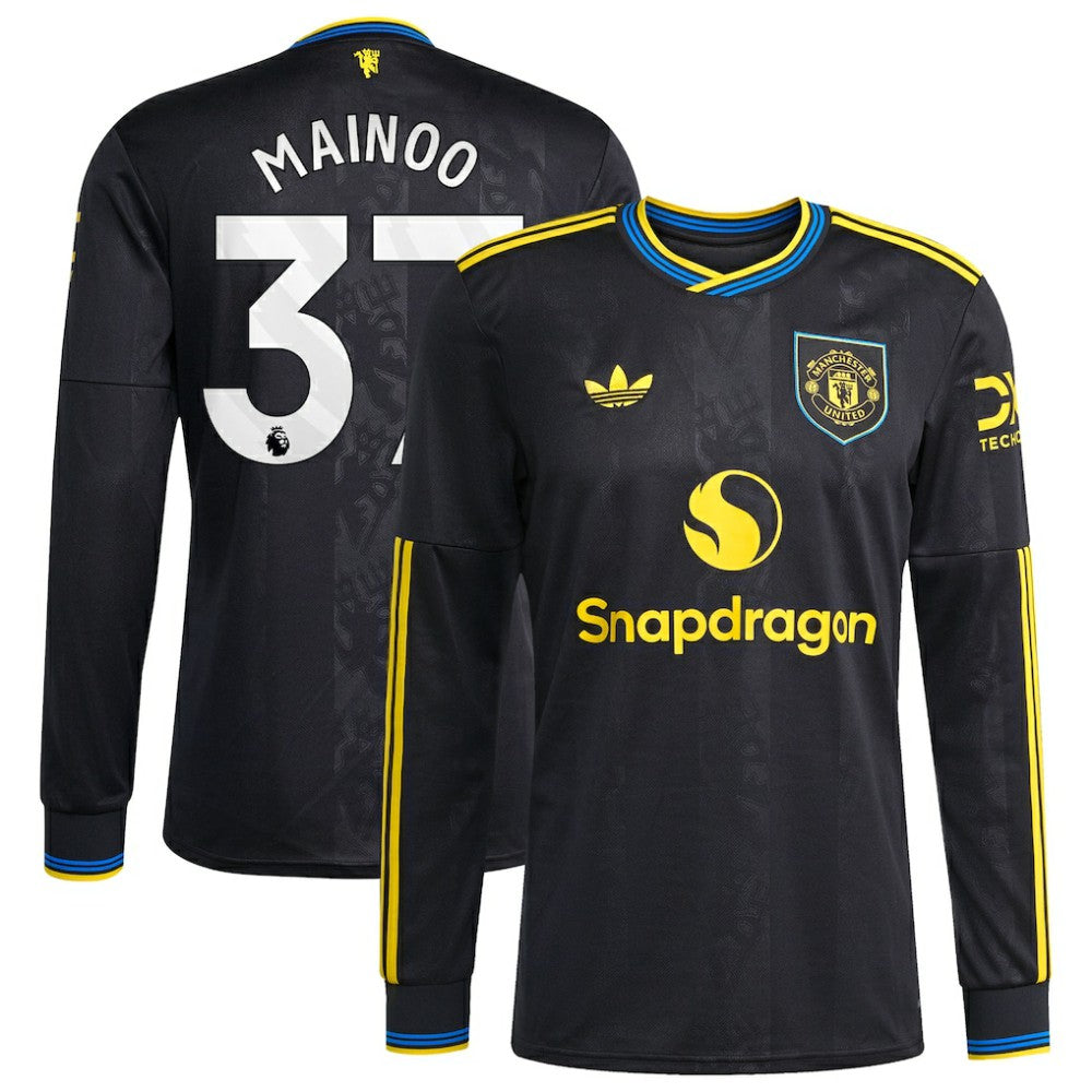 Kobbie Mainoo Manchester United 2025/26 Third Replica Long Sleeve Player Jersey Black - Adidas Discount