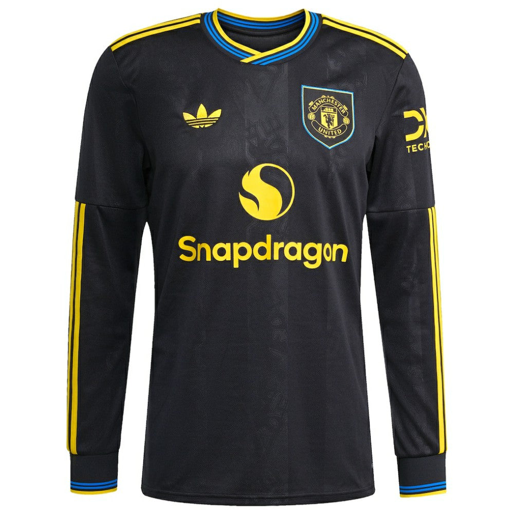 Kobbie Mainoo Manchester United 2025/26 Third Replica Long Sleeve Player Jersey Black - Adidas Discount