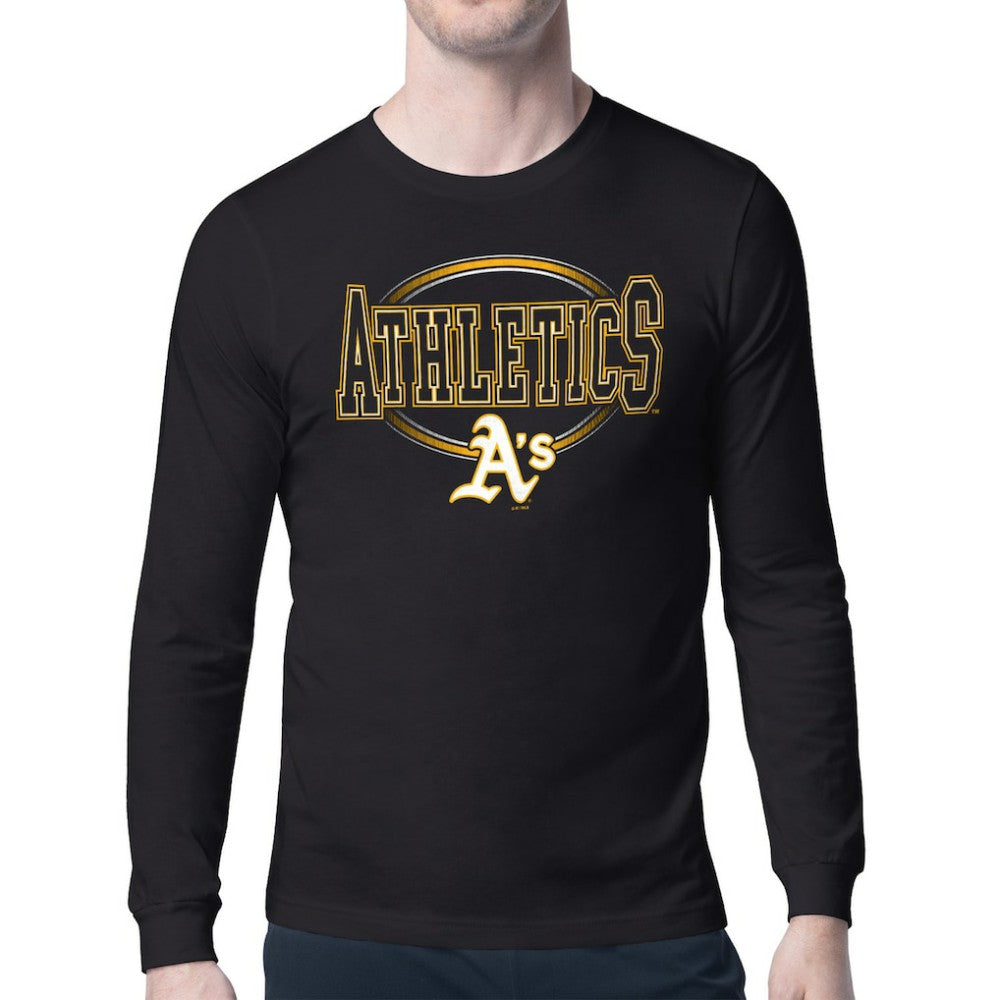 Athletics Starter Team Track Graphic Long Sleeve T-Shirt - Black - MLB Lifestyle