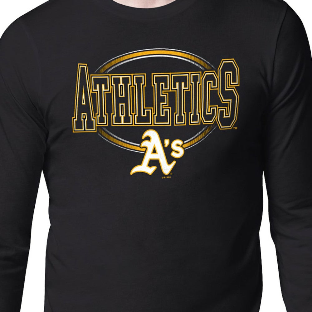 Athletics Starter Team Track Graphic Long Sleeve T-Shirt - Black - MLB Lifestyle