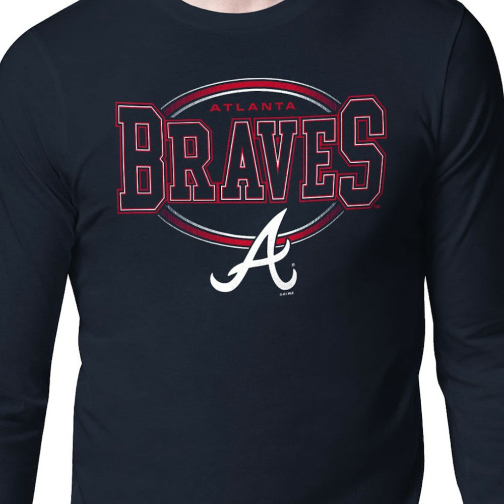 Atlanta Braves Starter Team Track Graphic Long Sleeve T-Shirt - Navy - MLB Online
