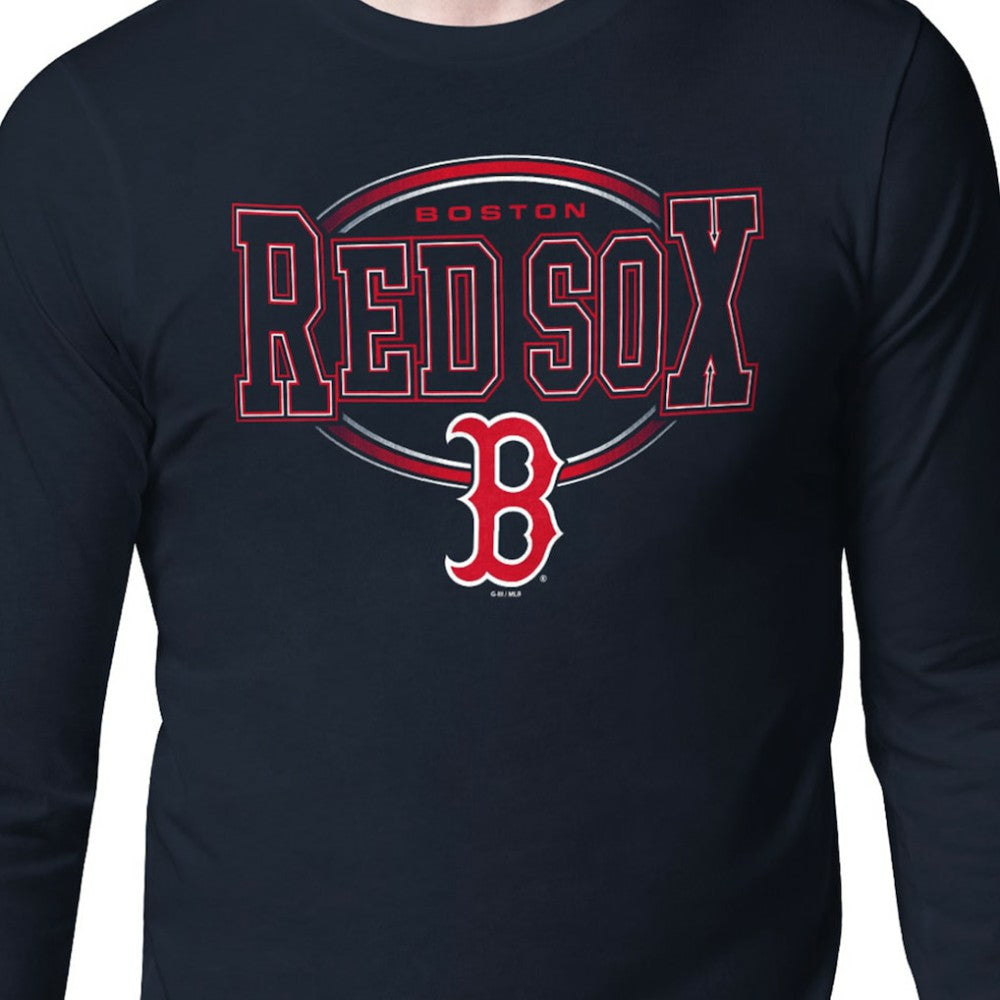 Boston Red Sox Starter Team Track Graphic Long Sleeve T-Shirt - Navy - MLB Discount
