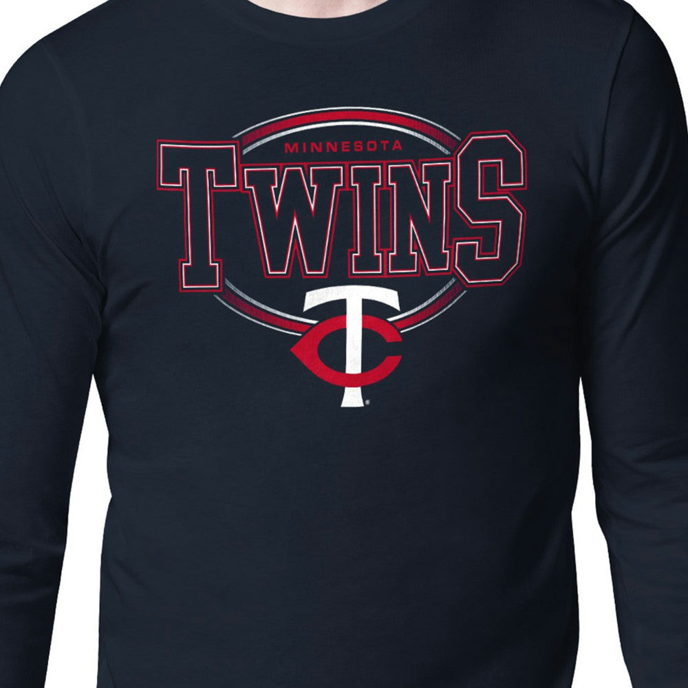 Minnesota Twins Starter Team Track Graphic Long Sleeve T-Shirt - Navy - MLB Lifestyle