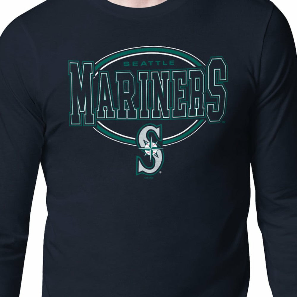 Seattle Mariners Starter Team Track Graphic Long Sleeve T-Shirt - Navy - MLB Lifestyle