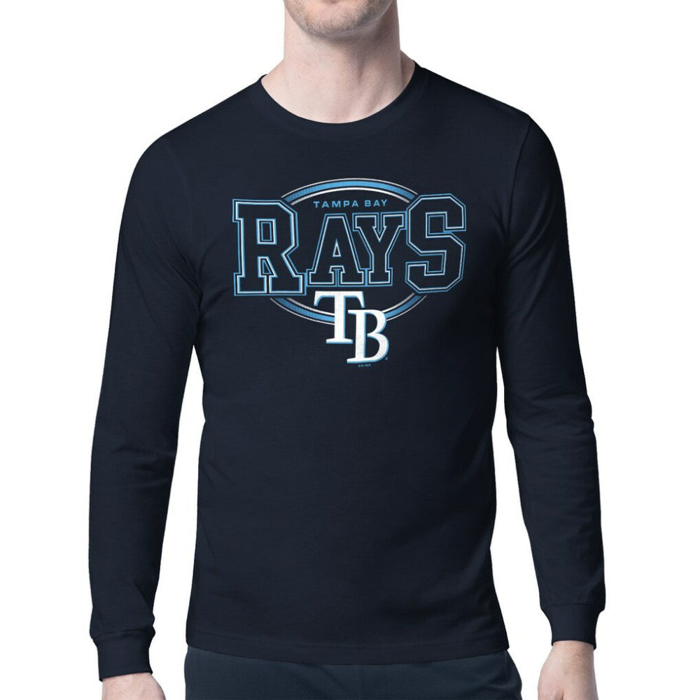 Tampa Bay Rays Starter Team Track Graphic Long Sleeve T-Shirt - Navy - MLB Discount