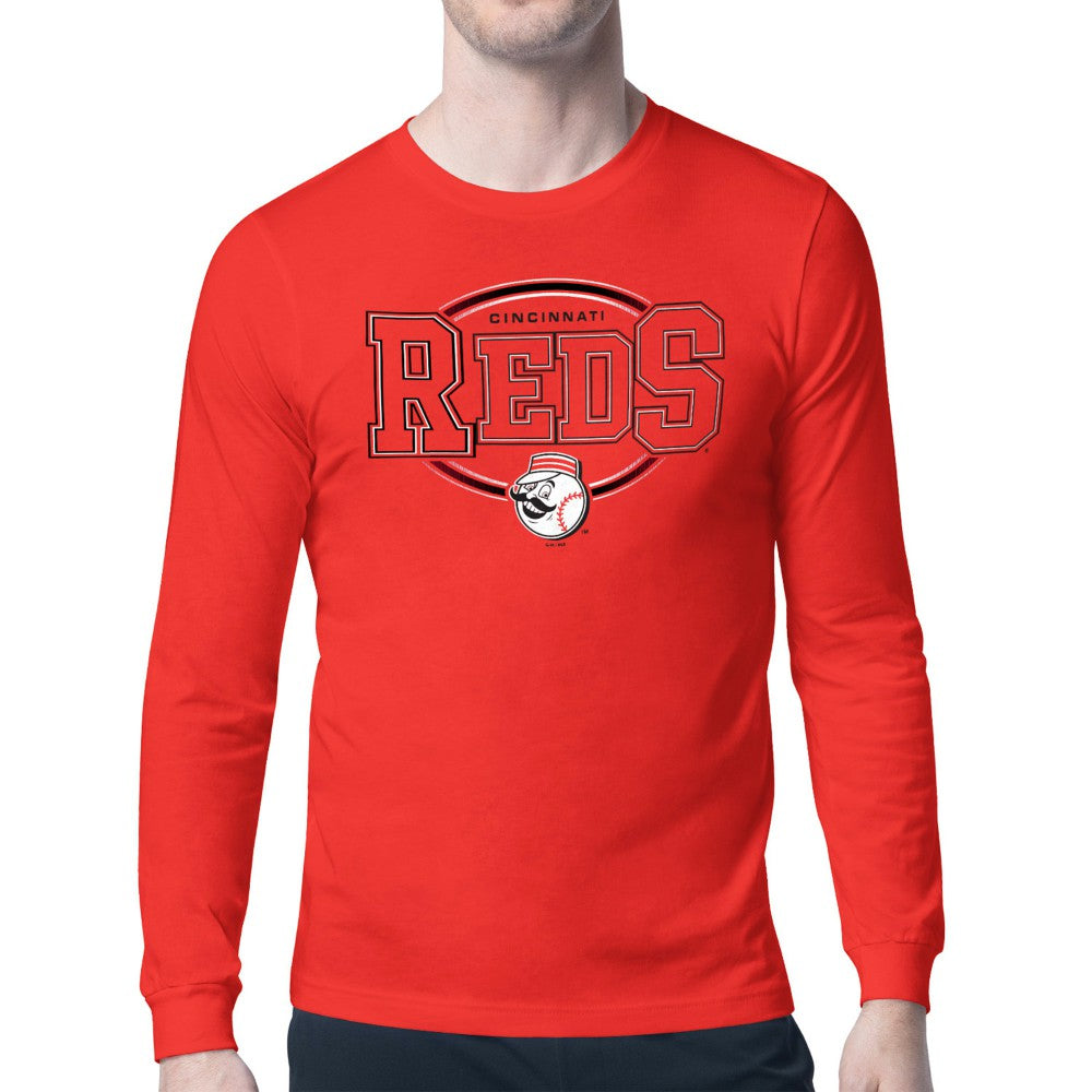 Cincinnati Reds Starter Team Track Graphic Long Sleeve T-Shirt - Red - MLB Discount