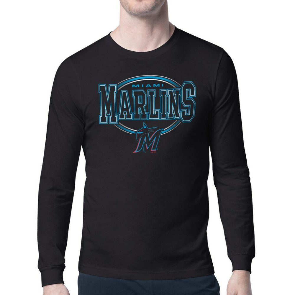 Miami Marlins Starter Team Track Graphic Long Sleeve T-Shirt - Black - MLB Sale