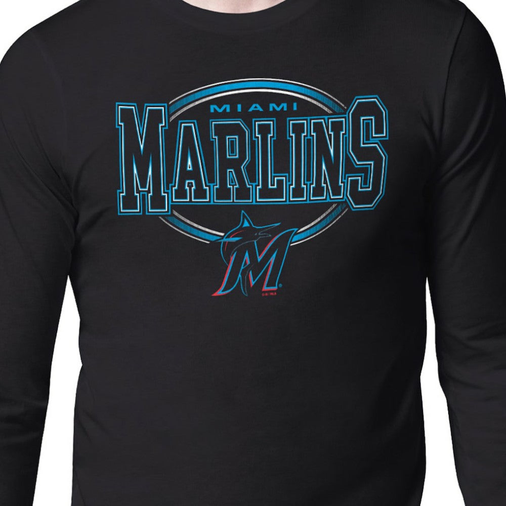 Miami Marlins Starter Team Track Graphic Long Sleeve T-Shirt - Black - MLB Sale
