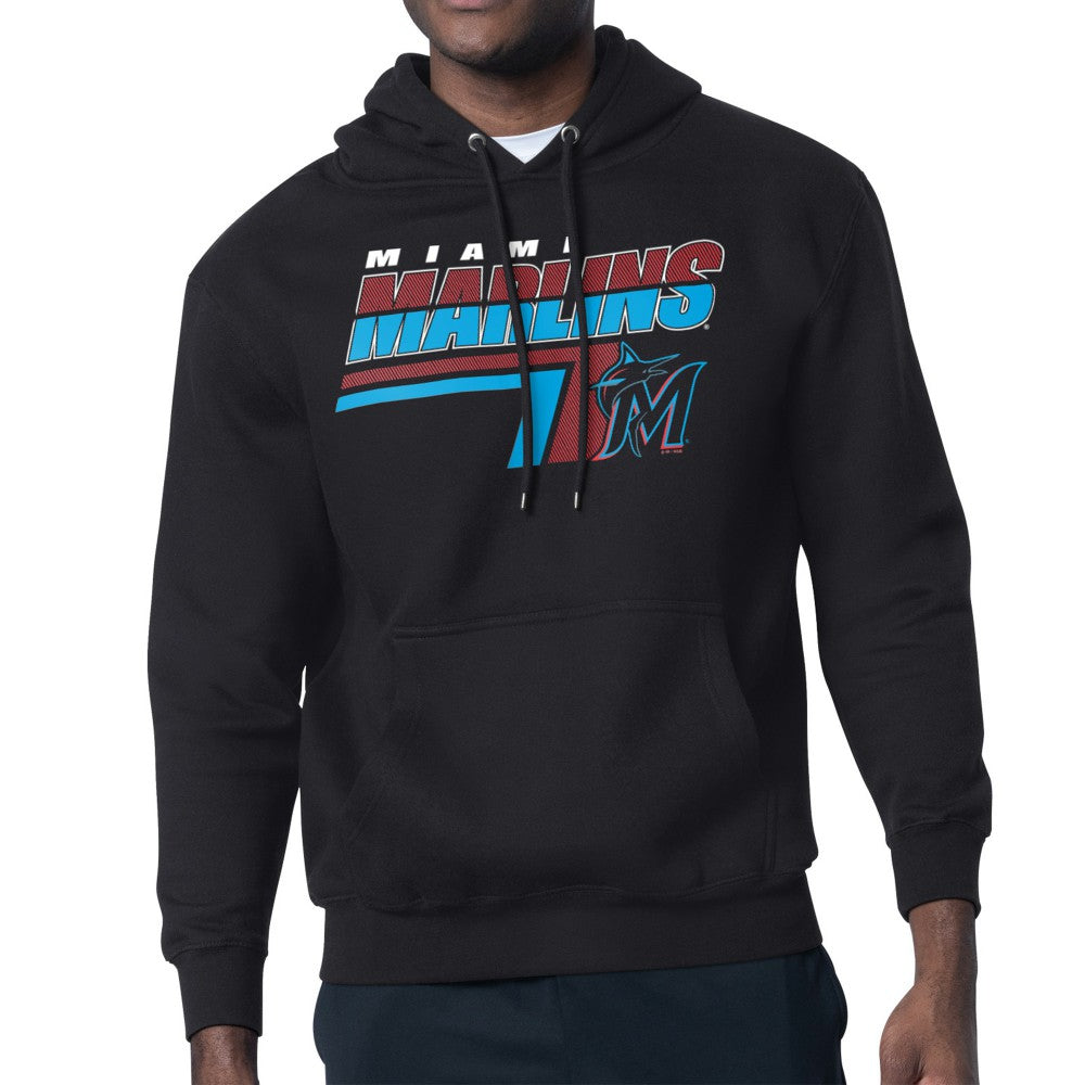 Miami Marlins Starter Logo Push Graphic Hoodie - Black - MLB Discount