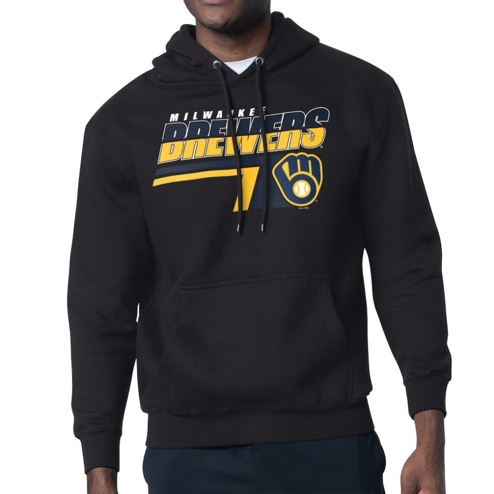 Milwaukee Brewers Starter Logo Push Graphic Hoodie - Black - MLB Sale