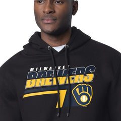 Milwaukee Brewers Starter Logo Push Graphic Hoodie - Black - MLB Sale