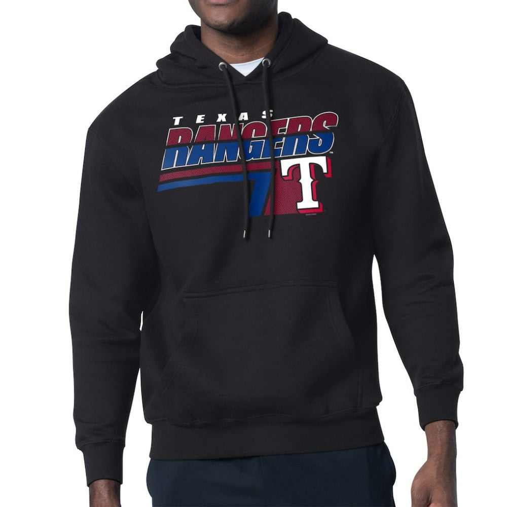 Texas Rangers Starter Logo Push Graphic Hoodie - Black - MLB Lifestyle