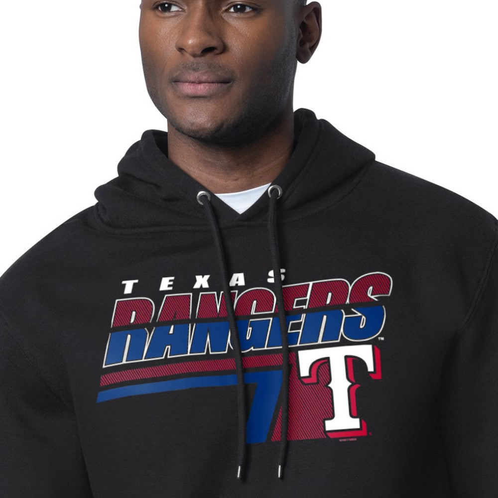 Texas Rangers Starter Logo Push Graphic Hoodie - Black - MLB Lifestyle