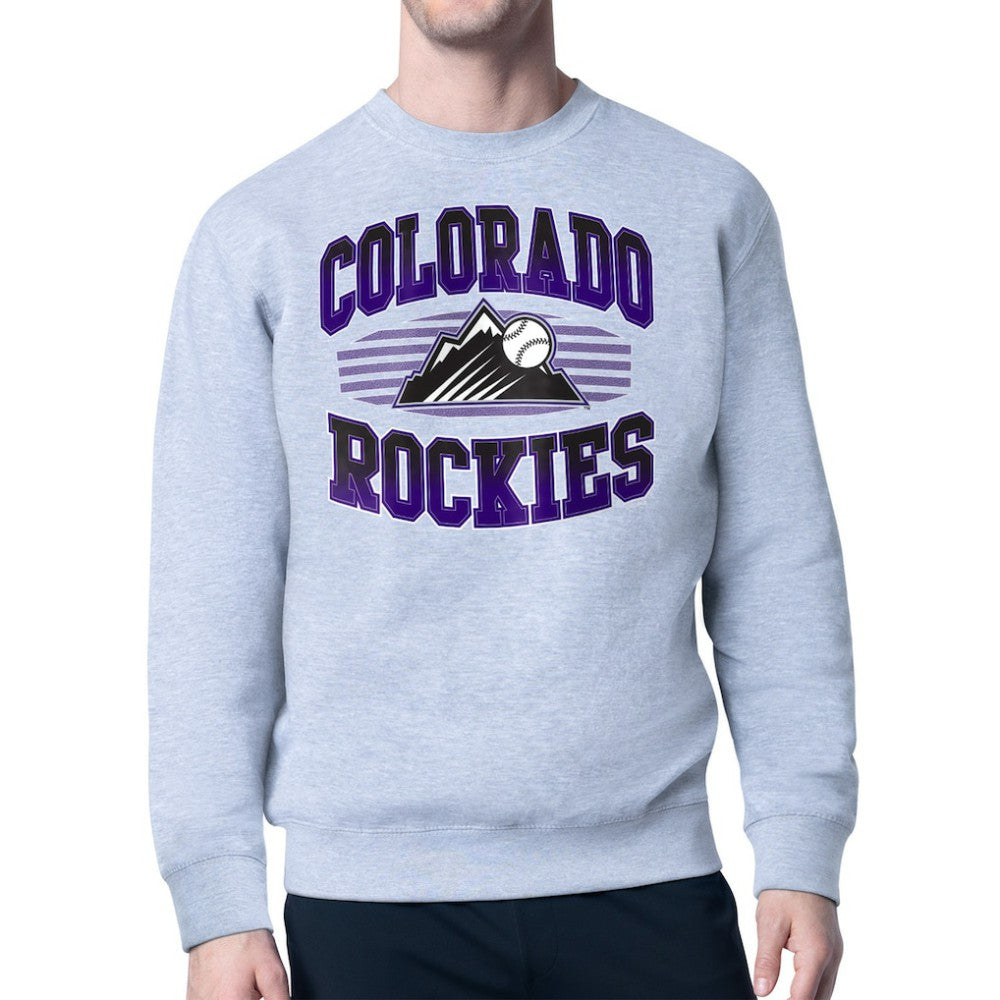 Colorado Rockies Starter Team Grit Graphic Fleece Pullover Sweatshirt - Heather Gray - MLB Lifestyle