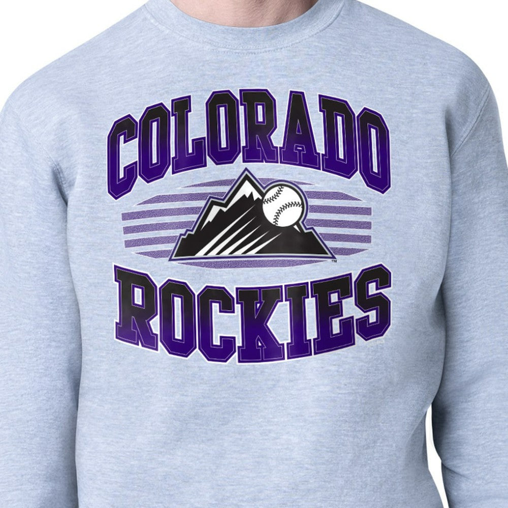 Colorado Rockies Starter Team Grit Graphic Fleece Pullover Sweatshirt - Heather Gray - MLB Lifestyle