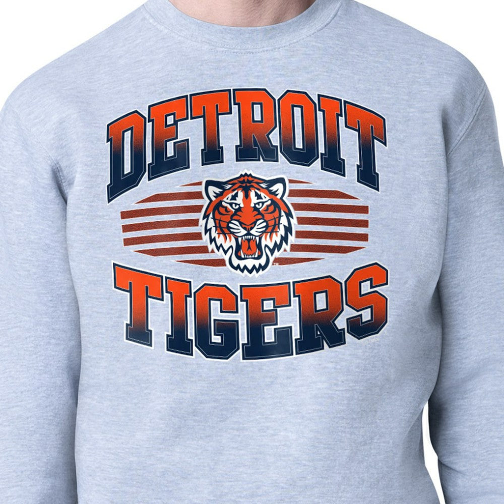 Detroit Tigers Starter Team Grit Graphic Fleece Pullover Sweatshirt - Heather Gray - MLB Sale