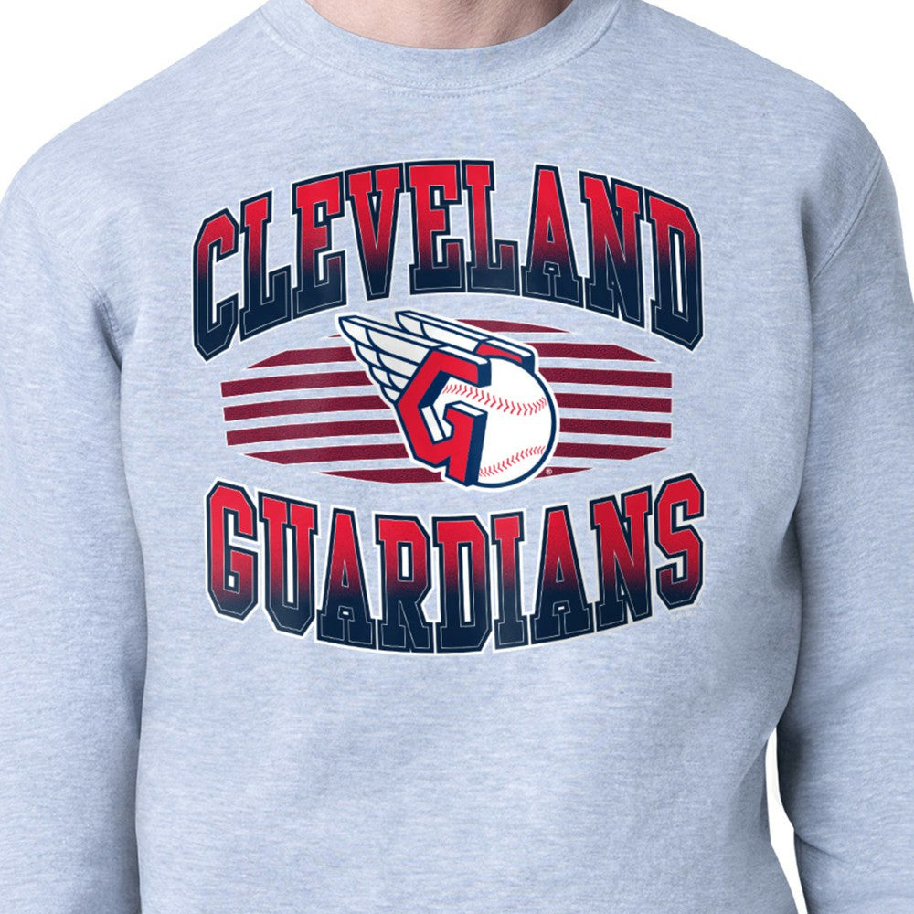 Cleveland Guardians Starter Team Grit Graphic Fleece Pullover Sweatshirt - Heather Gray - MLB Discount