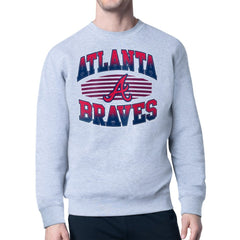 Atlanta Braves Starter Team Grit Graphic Fleece Pullover Sweatshirt - Heather Gray - MLB Lifestyle