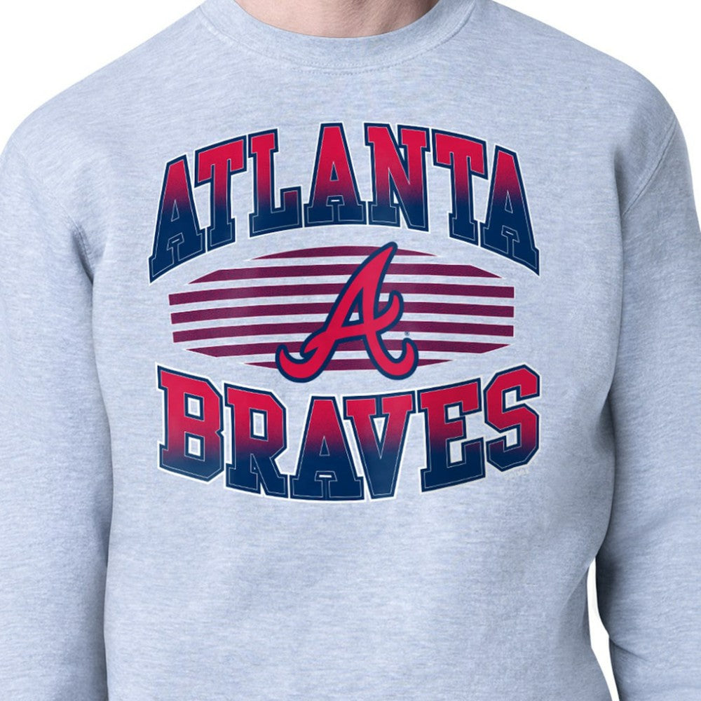 Atlanta Braves Starter Team Grit Graphic Fleece Pullover Sweatshirt - Heather Gray - MLB Lifestyle