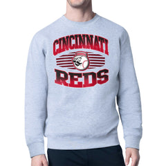 Cincinnati Reds Starter Team Grit Graphic Fleece Pullover Sweatshirt - Heather Gray - MLB Discount