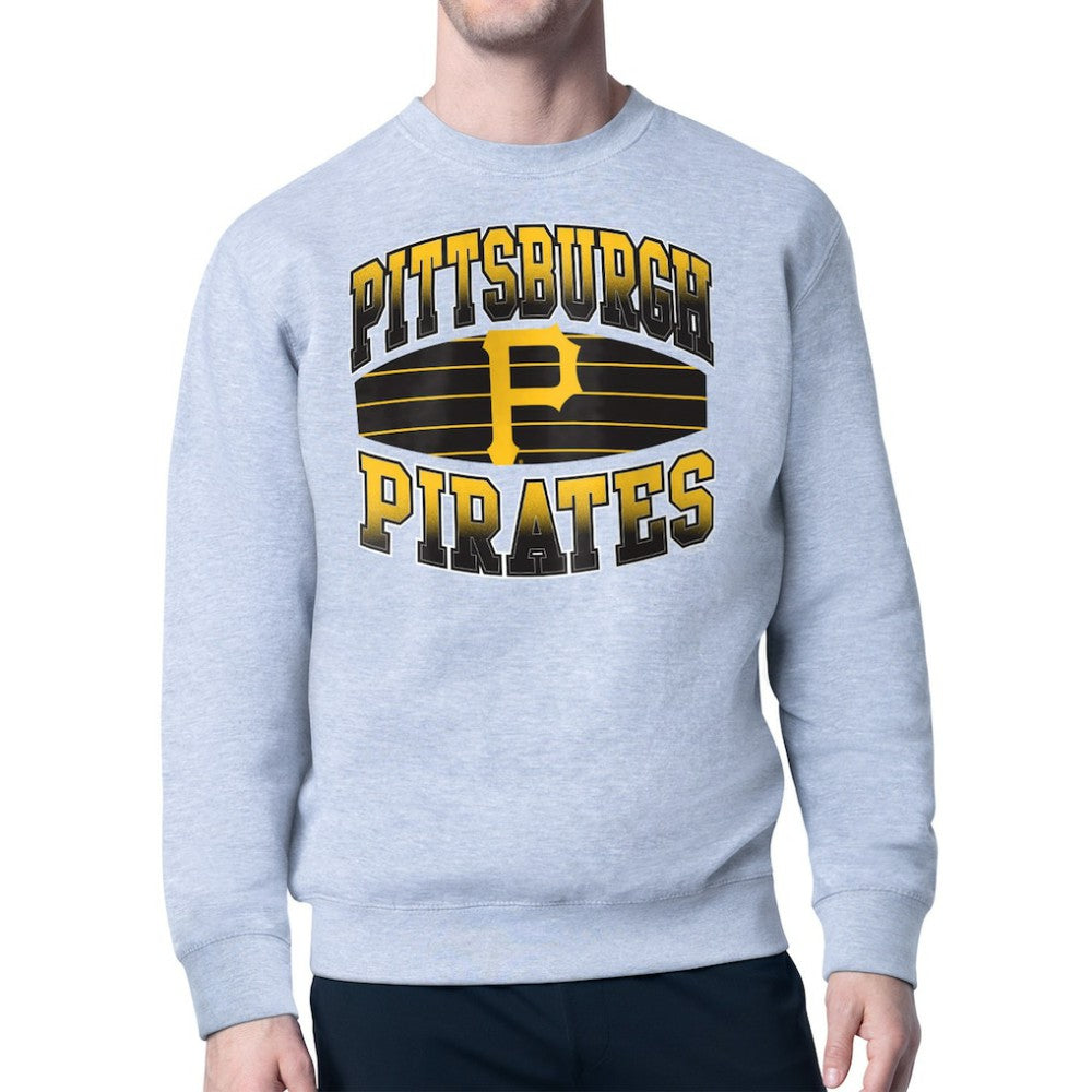 Pittsburgh Pirates Starter Team Grit Graphic Fleece Pullover Sweatshirt - Heather Gray - MLB Sale