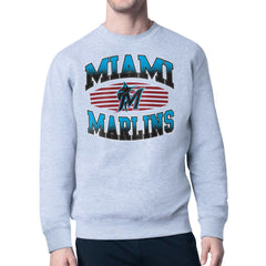 Miami Marlins Starter Team Grit Graphic Fleece Pullover Sweatshirt - Heather Gray - MLB Lifestyle