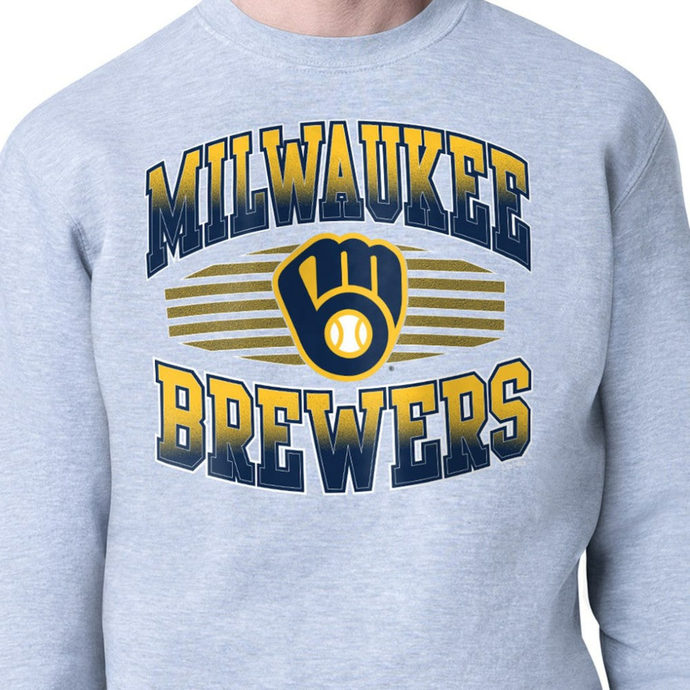 Milwaukee Brewers Starter Team Grit Graphic Fleece Pullover Sweatshirt - Heather Gray - MLB Discount