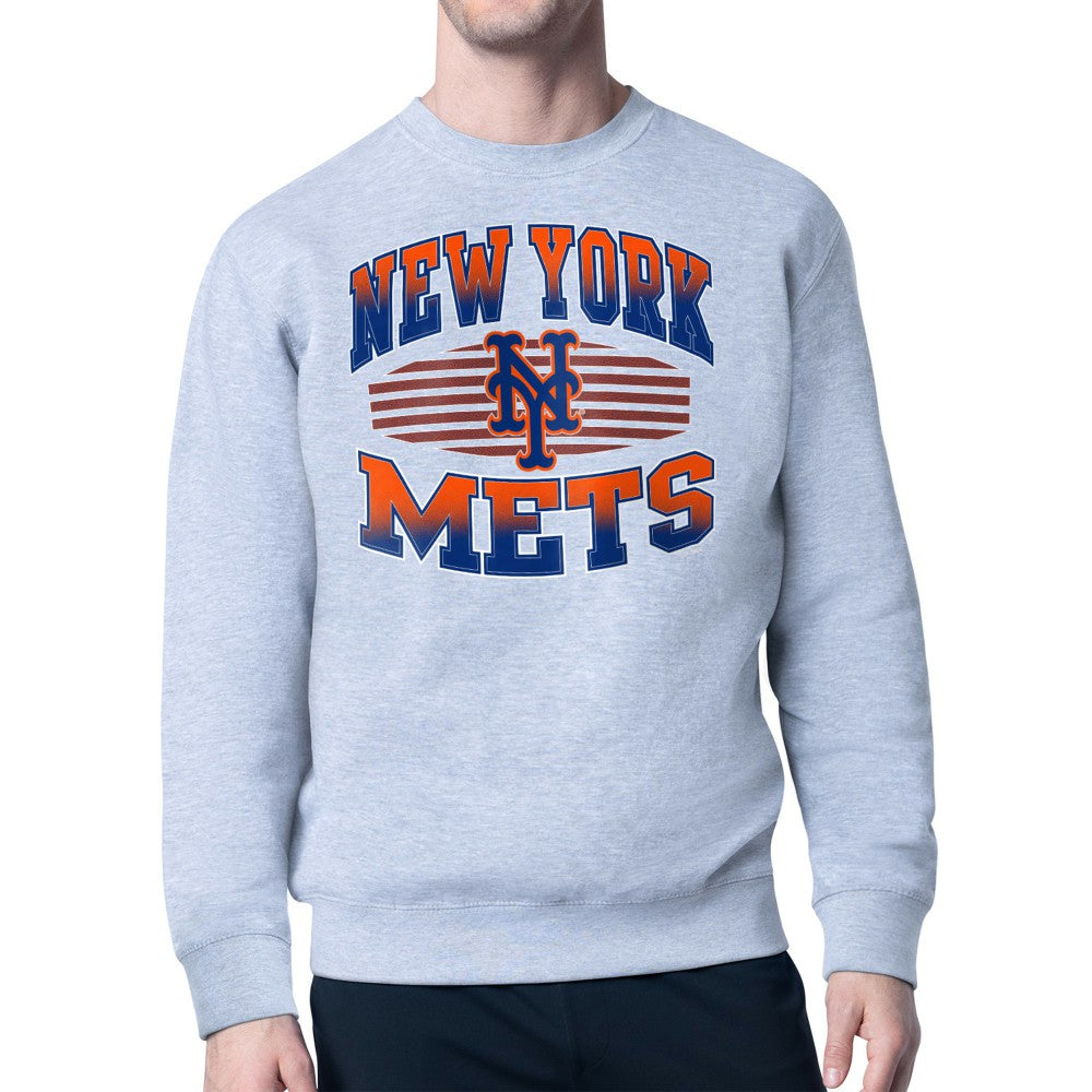 New York Mets Starter Team Grit Graphic Fleece Pullover Sweatshirt - Heather Gray - MLB Sale
