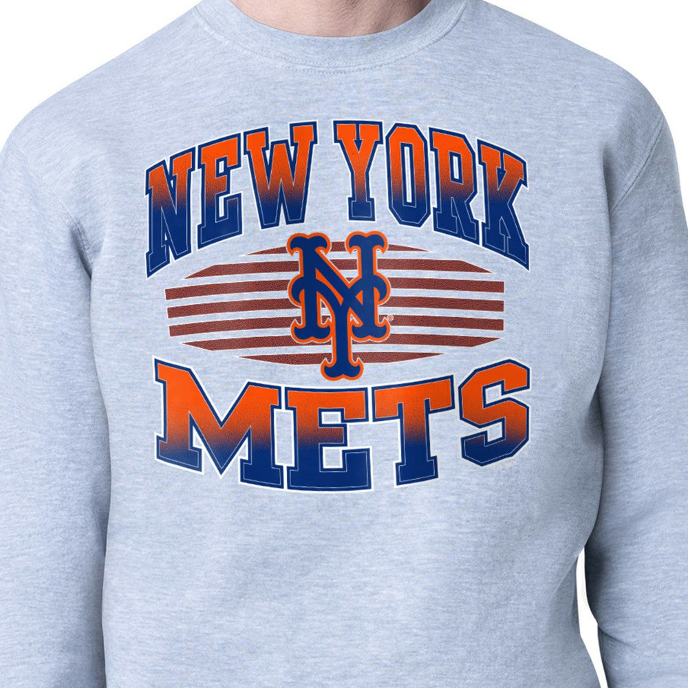 New York Mets Starter Team Grit Graphic Fleece Pullover Sweatshirt - Heather Gray - MLB Sale