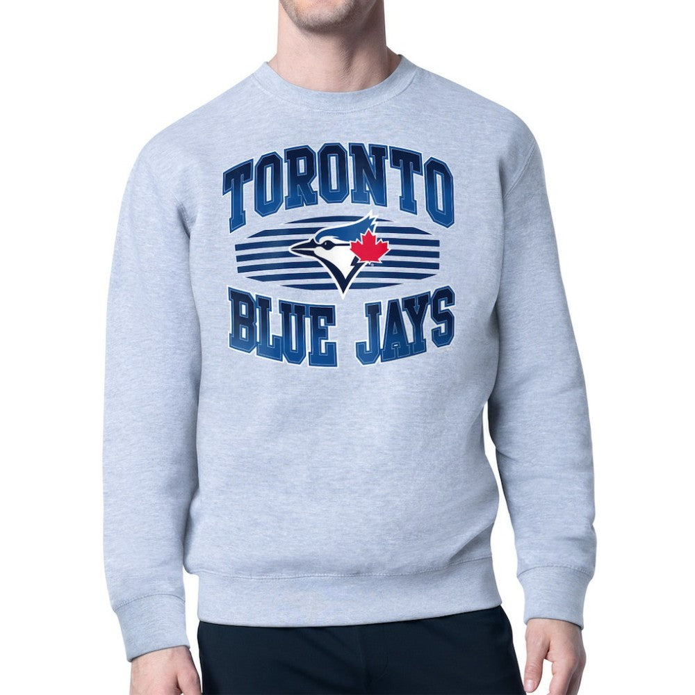 Toronto Blue Jays Starter Team Grit Graphic Fleece Pullover Sweatshirt - Heather Gray - MLB Sale