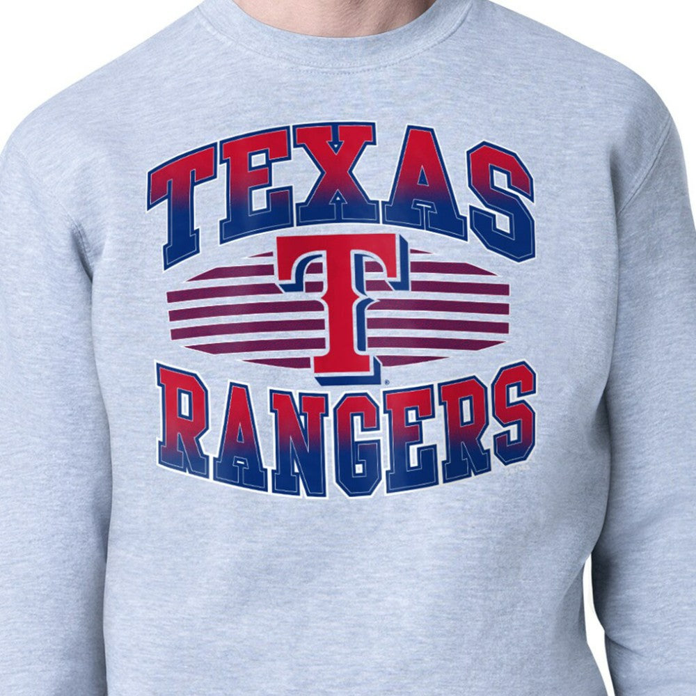 Texas Rangers Starter Team Grit Graphic Fleece Pullover Sweatshirt - Heather Gray - MLB Discount