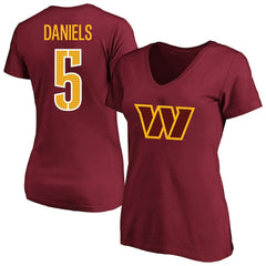 Fanatics Jayden Daniels Washington Commanders Women's Plus Size Name & Number T-Shirt Burgundy