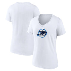 Winnipeg Jets Women's Primary Logo V-Neck T-Shirt - White - NHL 203353771