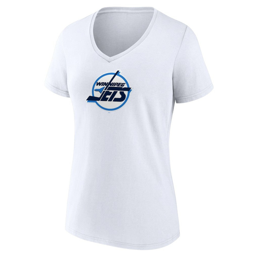 Winnipeg Jets Women's Primary Logo V-Neck T-Shirt - White - NHL 203353771