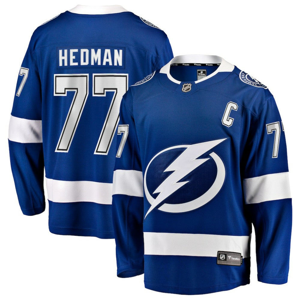 Victor Hedman Tampa Bay Lightning Fanatics Home Captain Patch Breakaway Jersey - Blue - NHL 203353905