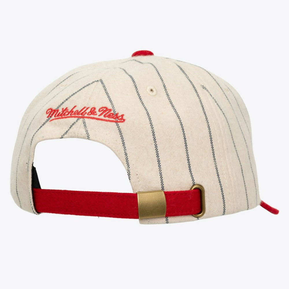 Boston Red Sox Mitchell & Ness Unisex Vintage Ground Melton Wool Pinstripe Adjustable Hat - Cream - Mitchell & Ness Sale