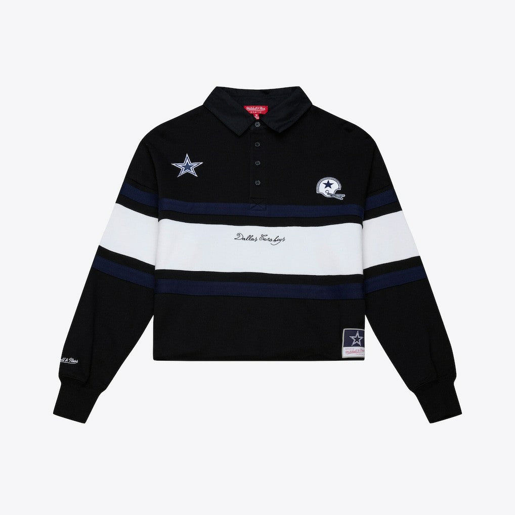 Mitchell & Ness Dallas Cowboys Women's Cropped Long Sleeve Rugby Polo Black