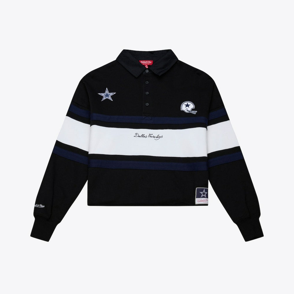 Mitchell & Ness Dallas Cowboys Women's Cropped Long Sleeve Rugby Polo Black