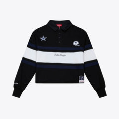 Mitchell & Ness Dallas Cowboys Women's Cropped Long Sleeve Rugby Polo Black