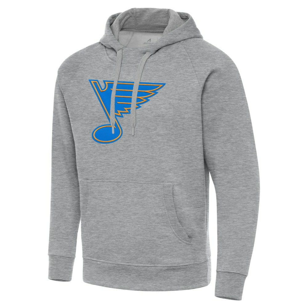 St. Louis Blues Antigua Victory Pullover Hoodie - Heather Gray - NHL 203361768