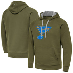 St. Louis Blues Antigua Victory Pullover Hoodie - Olive - NHL 203361770