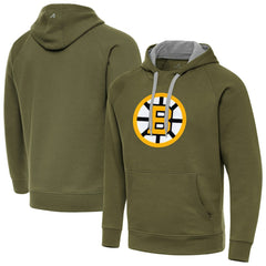 Boston Bruins Antigua Victory Pullover Hoodie - Olive - NHL 203361772
