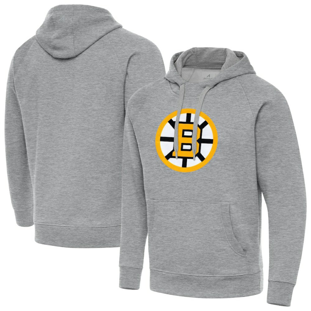 Boston Bruins Antigua Victory Pullover Hoodie - Heather Gray - NHL 203361776