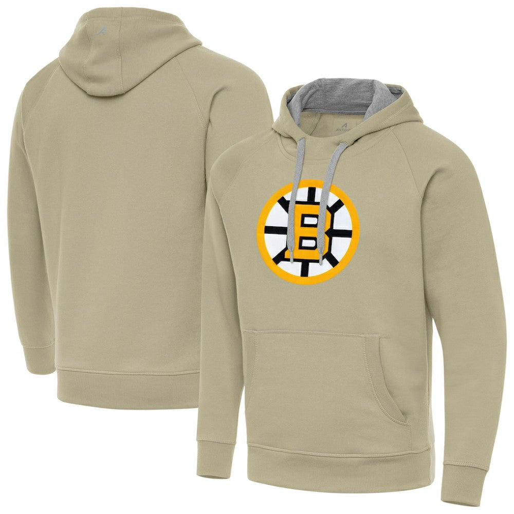 Boston Bruins Antigua Victory Pullover Hoodie - Khaki - NHL 203361777