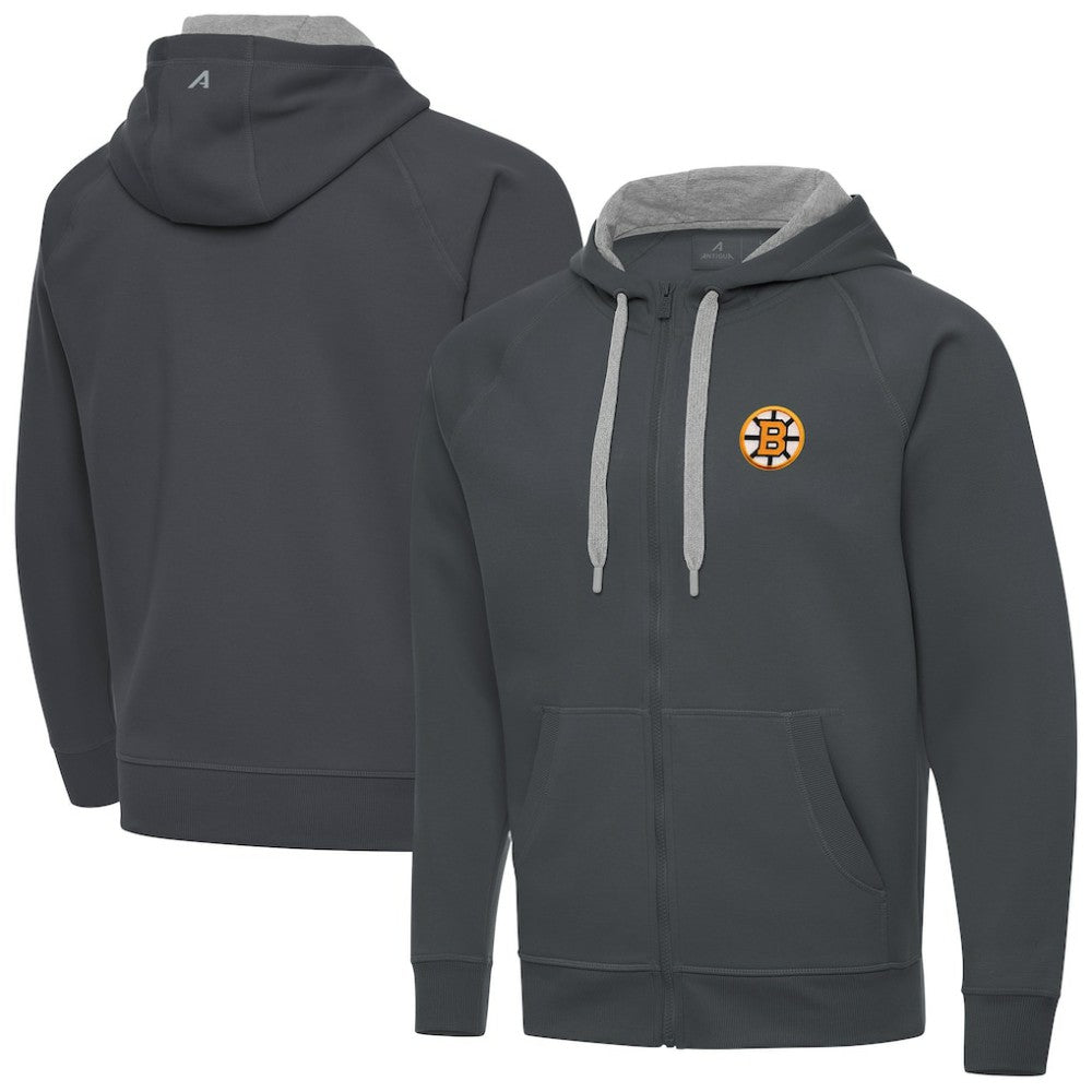 Boston Bruins Antigua Victory Full-Zip Hoodie - Charcoal - NHL 203361779