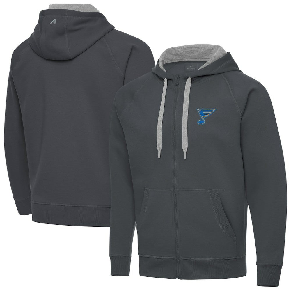 St. Louis Blues Antigua Victory Full-Zip Hoodie - Charcoal - NHL 203361785