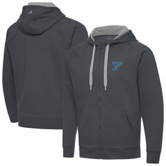 St. Louis Blues Antigua Victory Full-Zip Hoodie - Charcoal - NHL 203361785