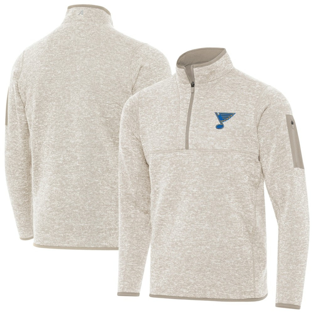 St. Louis Blues Antigua Fortune Quarter-Zip Pullover Jacket - Oatmeal - NHL 203361789