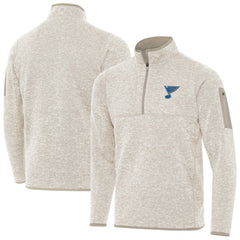 St. Louis Blues Antigua Fortune Quarter-Zip Pullover Jacket - Oatmeal - NHL 203361789