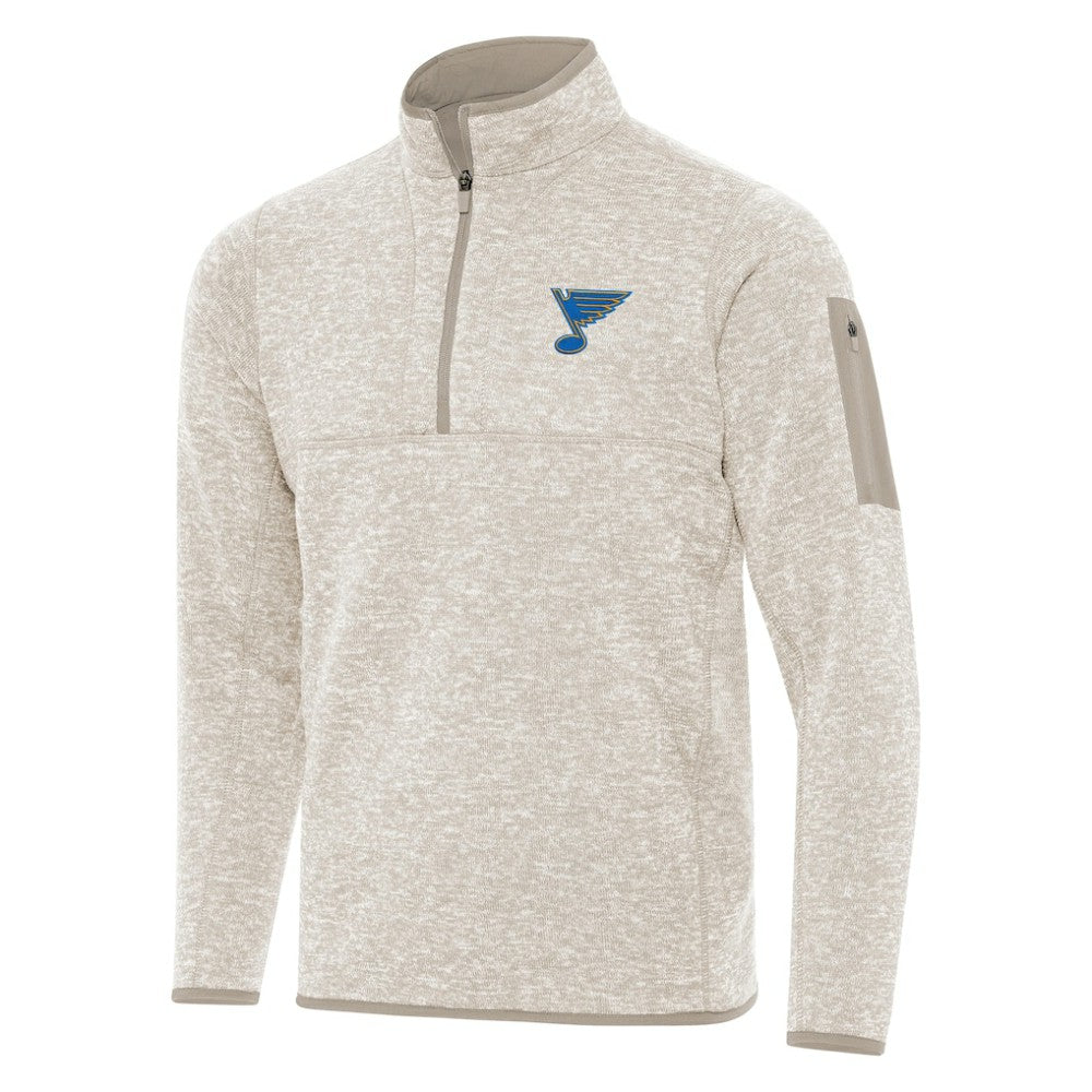St. Louis Blues Antigua Fortune Quarter-Zip Pullover Jacket - Oatmeal - NHL 203361789